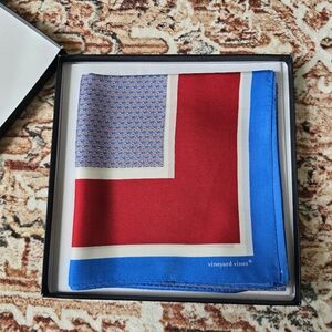 NWOT Vineyard Vines 100% Silk Scarf American Health Association Red White Blue